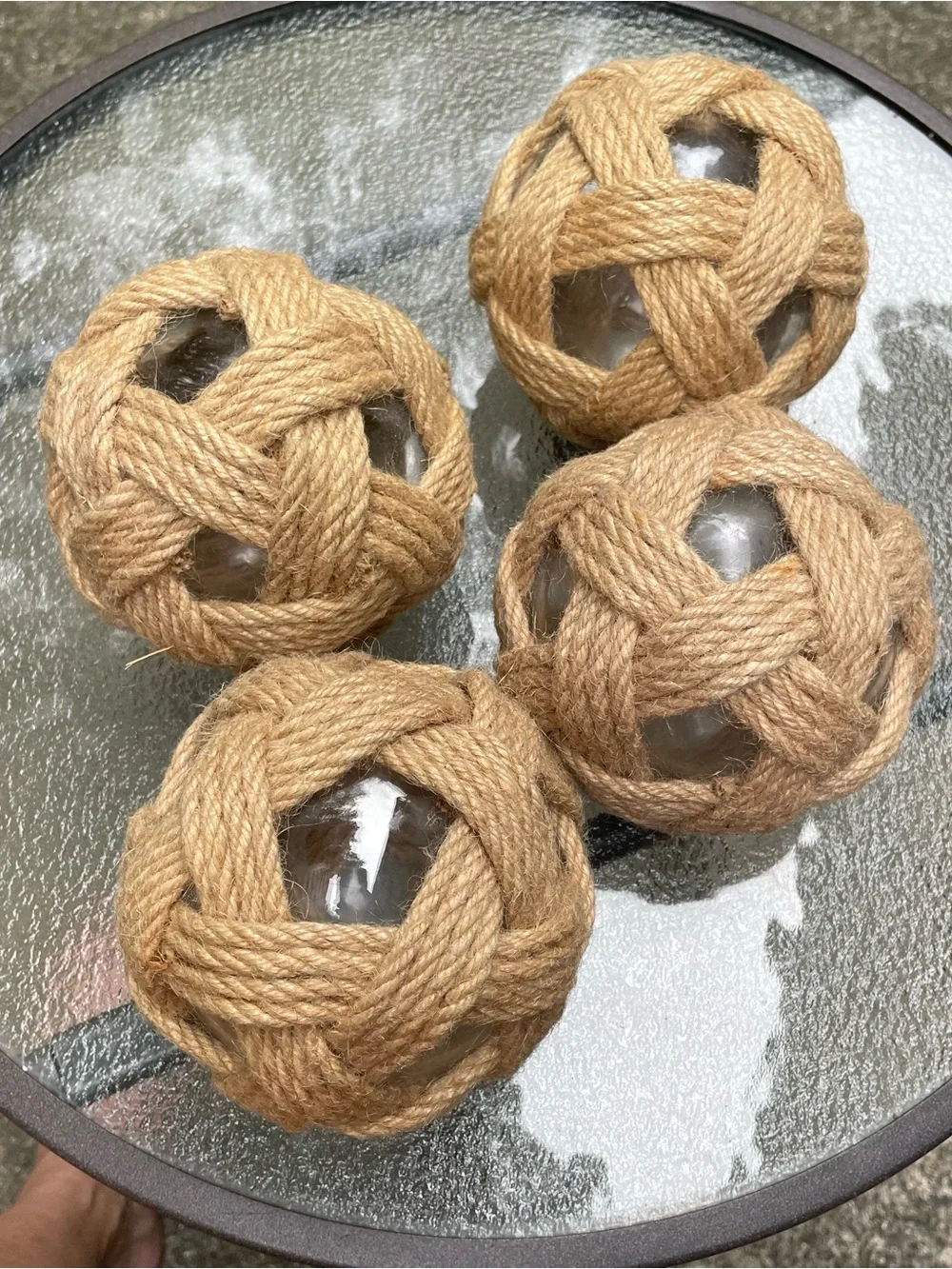 Pier 1 tan woven glass sphere decor set New